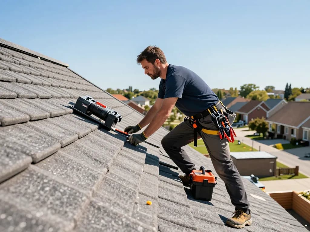 Professionele dakdekker Harderwijk installeert kwaliteitsdakpannen buitenshuis.