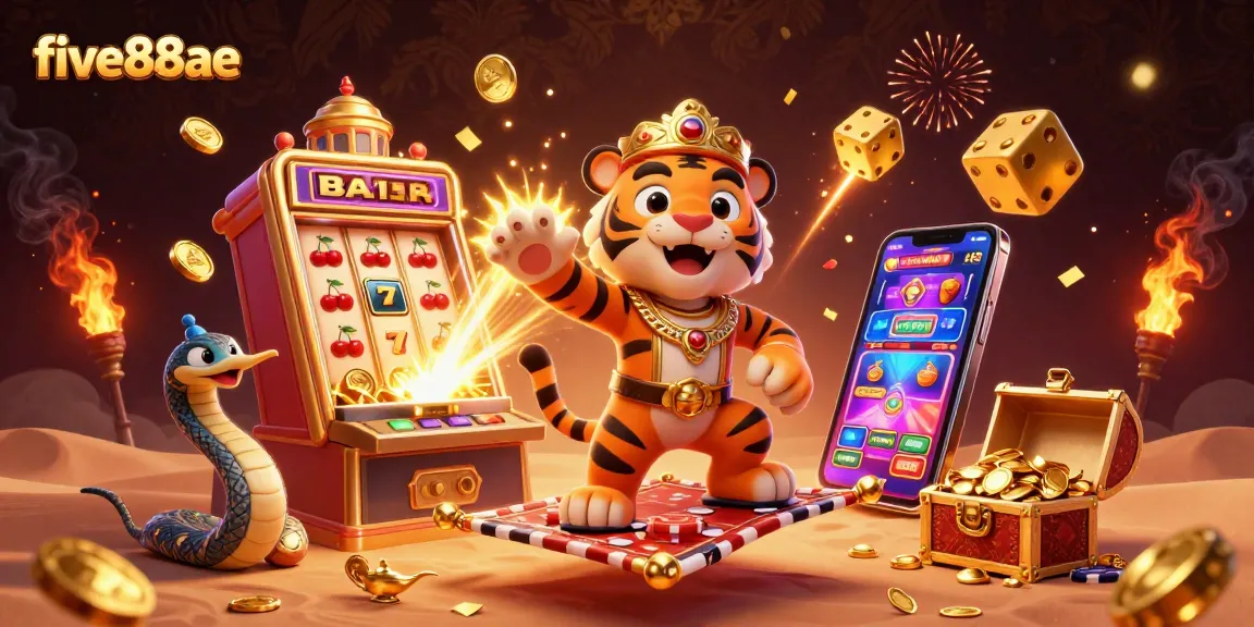 Experience excitement at five88ae with a vibrant 3D scene featuring a magical slots adventure.