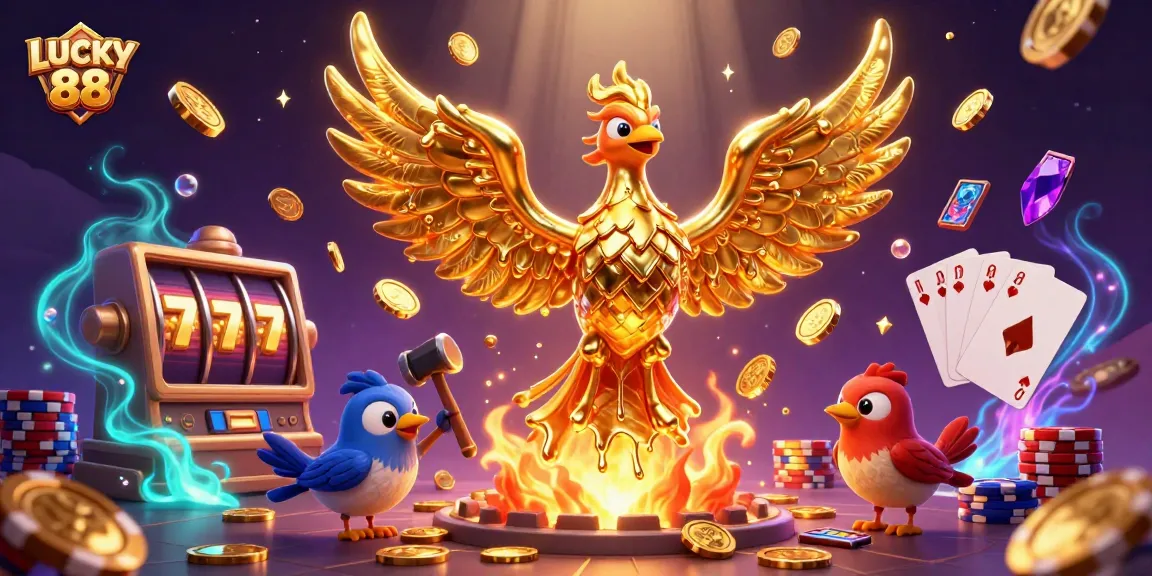 Experience the thrill of LUCKY 88 with spinning slot reels and golden bonuses in every direction.