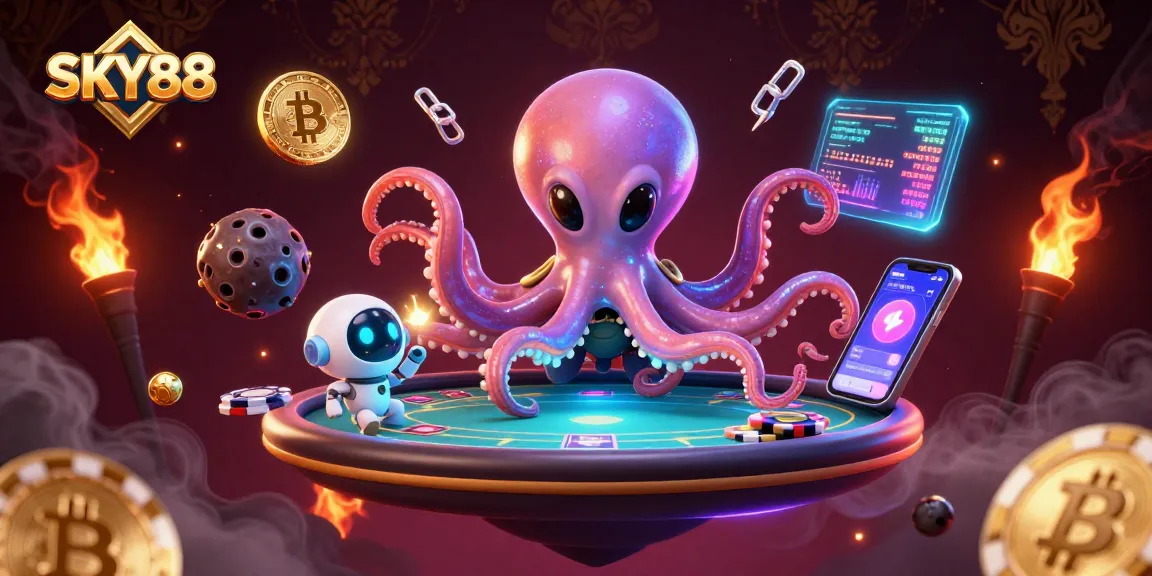 Engage with immersive gaming experiences at SKY88's floating poker table in 3D