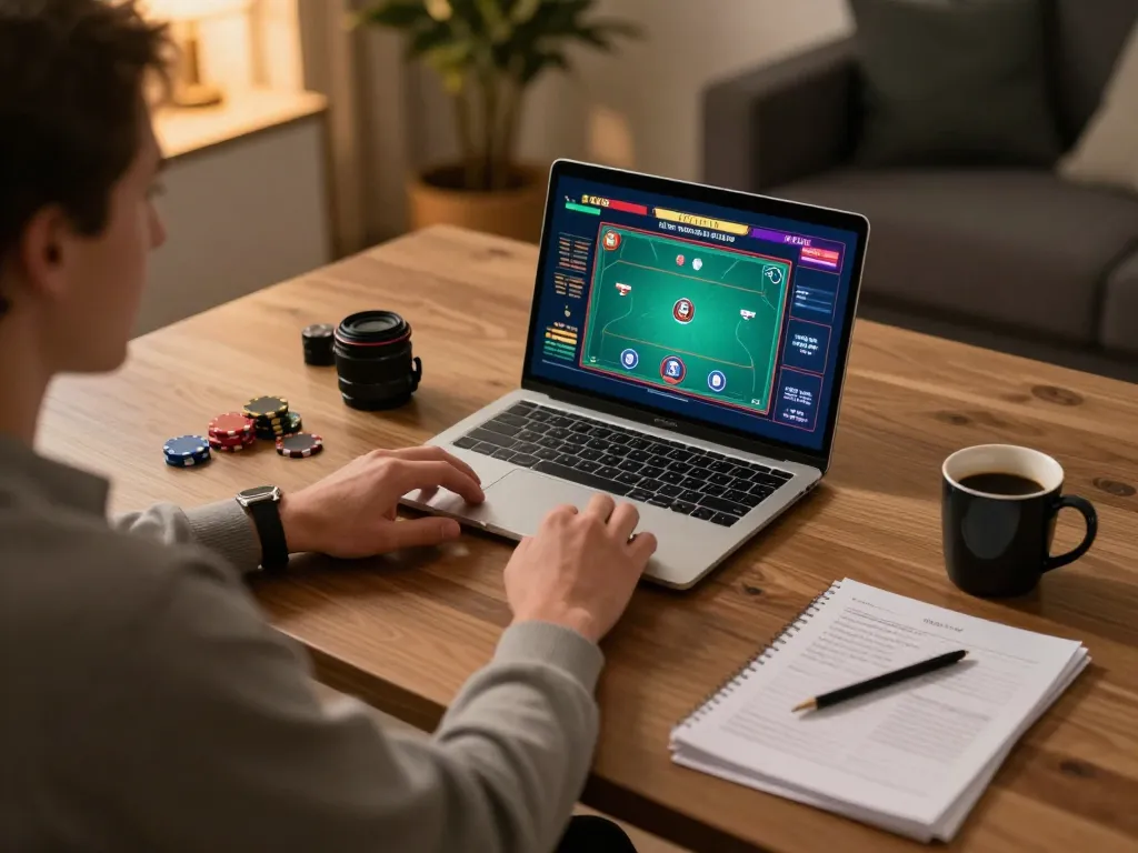 Engaging in a live poker game at home using the kp88 online casino platform for winning strategies.