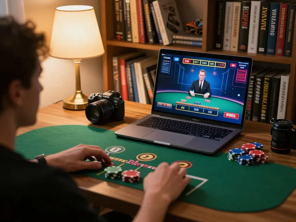 Engaging in online blackjack at home while exploring 678vip ne gaming options with live dealer interface