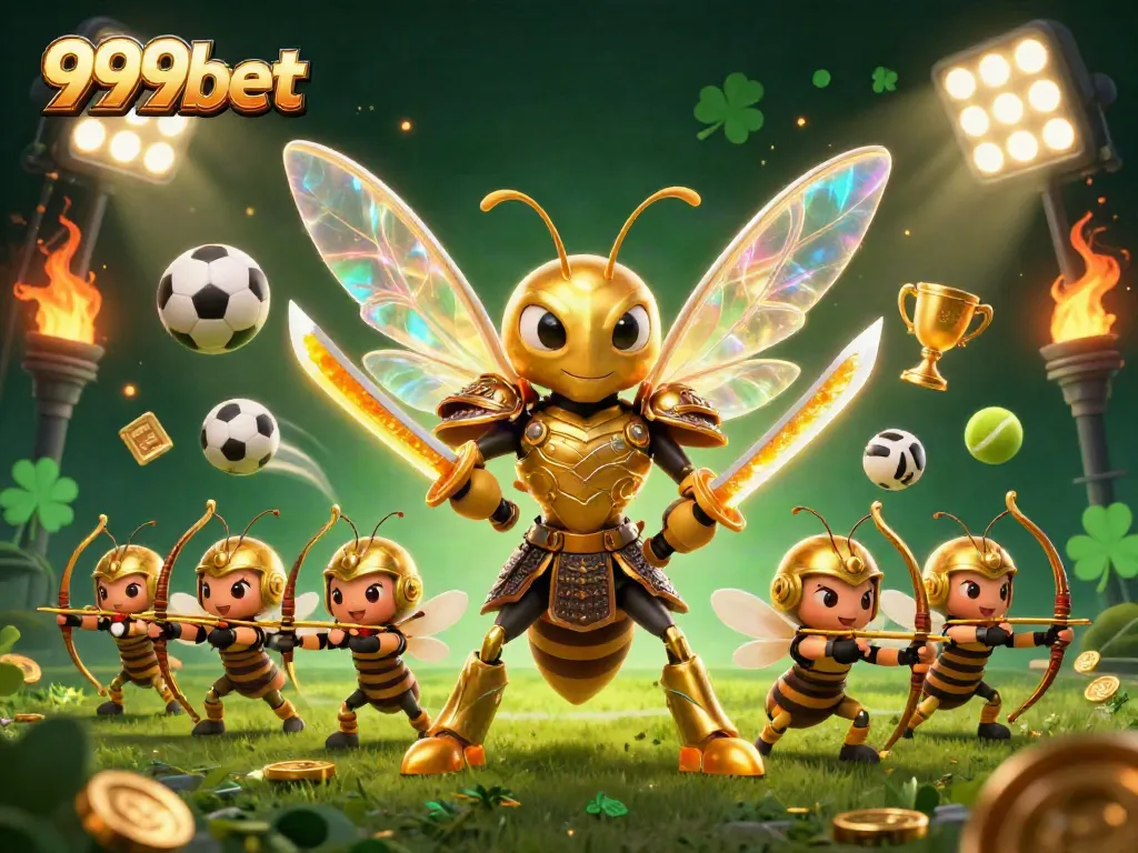 Experience the excitement of 999bet with a vibrant 3D scene featuring dynamic sports betting elements and an engaging atmosphere.