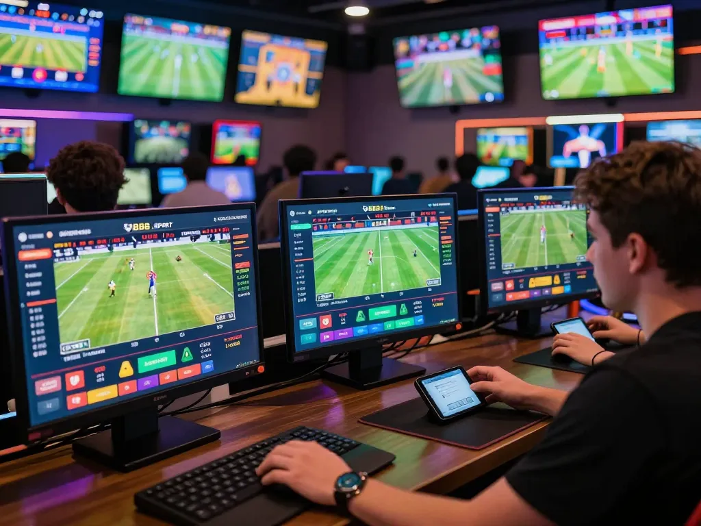 Users placing strategic bets on VB88 SPORT events through modern sports betting interface