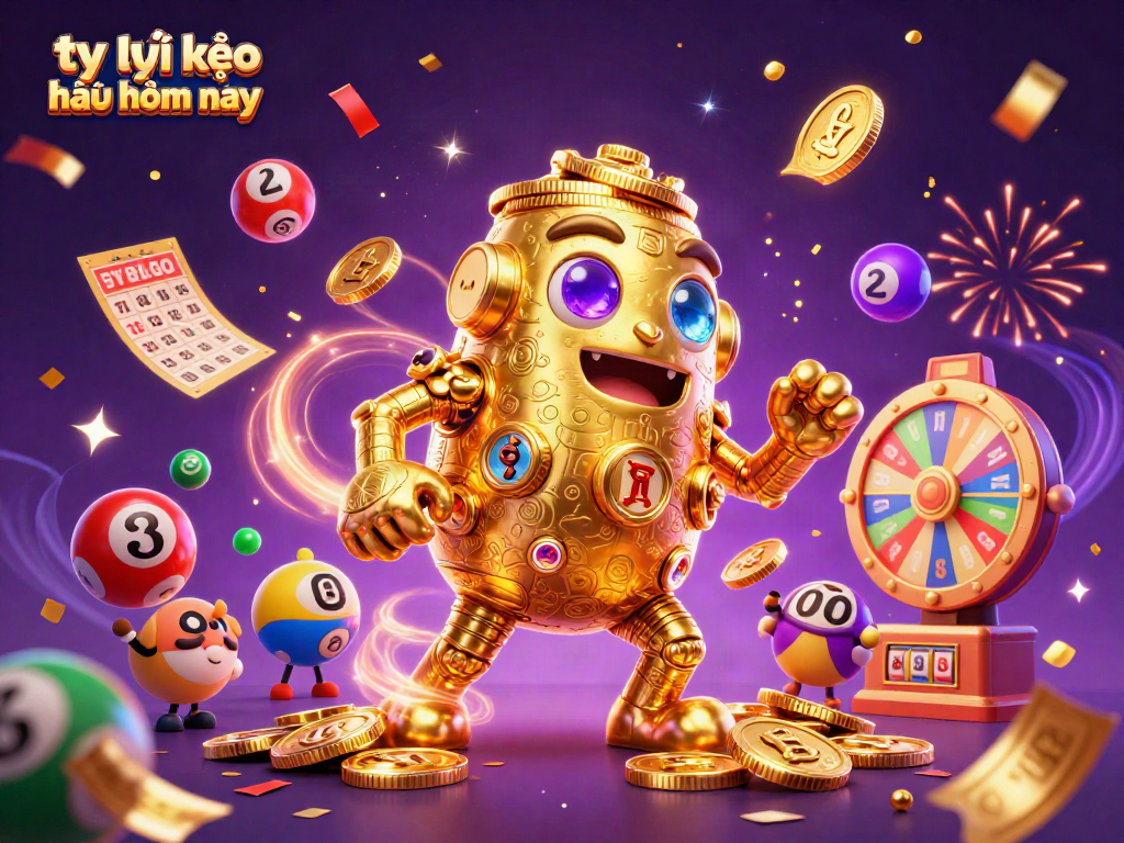 Engage with tỷ lệ kèo nhà cái hôm nay visuals featuring a dynamic 3D golem made of golden coins.
