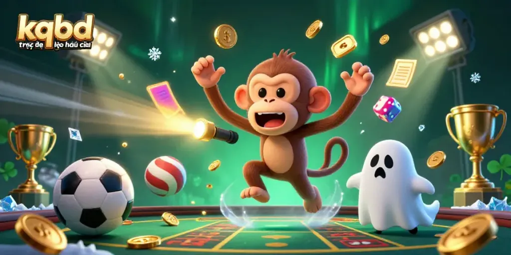 Engage with kqbd trực tiếp kèo nhà cái featuring lively casino elements and a playful poltergeist scene.