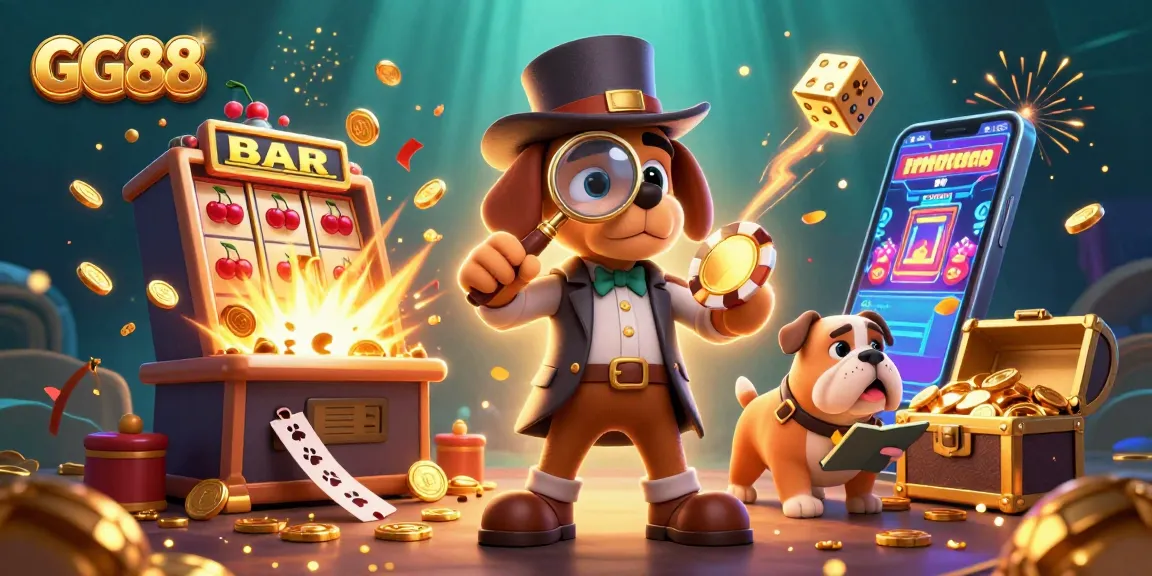 GG88 benefits players with exciting casino visuals showcasing a detective's jackpot pursuit.
