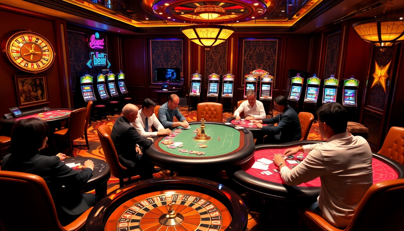 Exciting players engaging in games at s8casino's vibrant gaming table with poker cards.