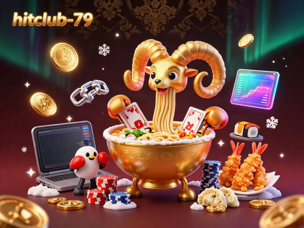 Engage with hitclub-79's thrilling casino experience featuring vibrant characters and cryptocurrency elements in an ultra-detailed scene.