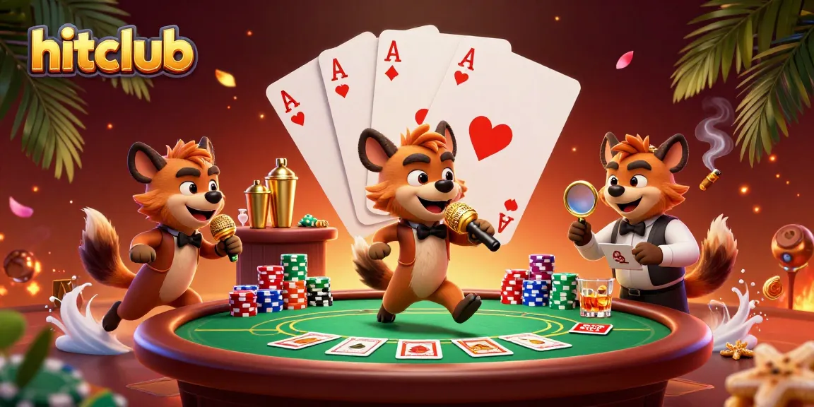 Experience the vibrant energy of hitclub with hyenas in a comedy casino, enjoying poker and drinks.