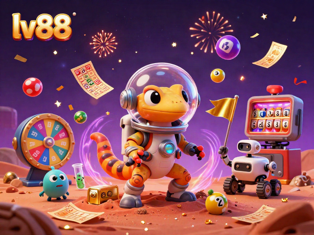 Engage with thrilling lv88 online gaming as a Martian gecko uncovers a golden casino adventure.
