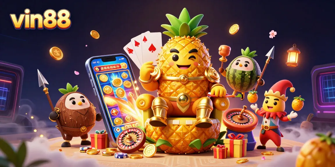 Engage in thrilling gaming action with vin88, showcasing a rich 3D casino scene filled with fun and excitement.