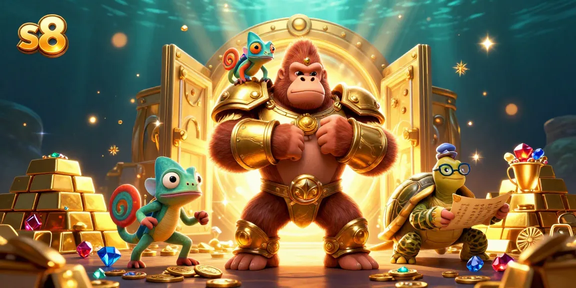 Experience thrilling slots and jackpot opportunities with s8 in a vibrant, colorful casino scene.