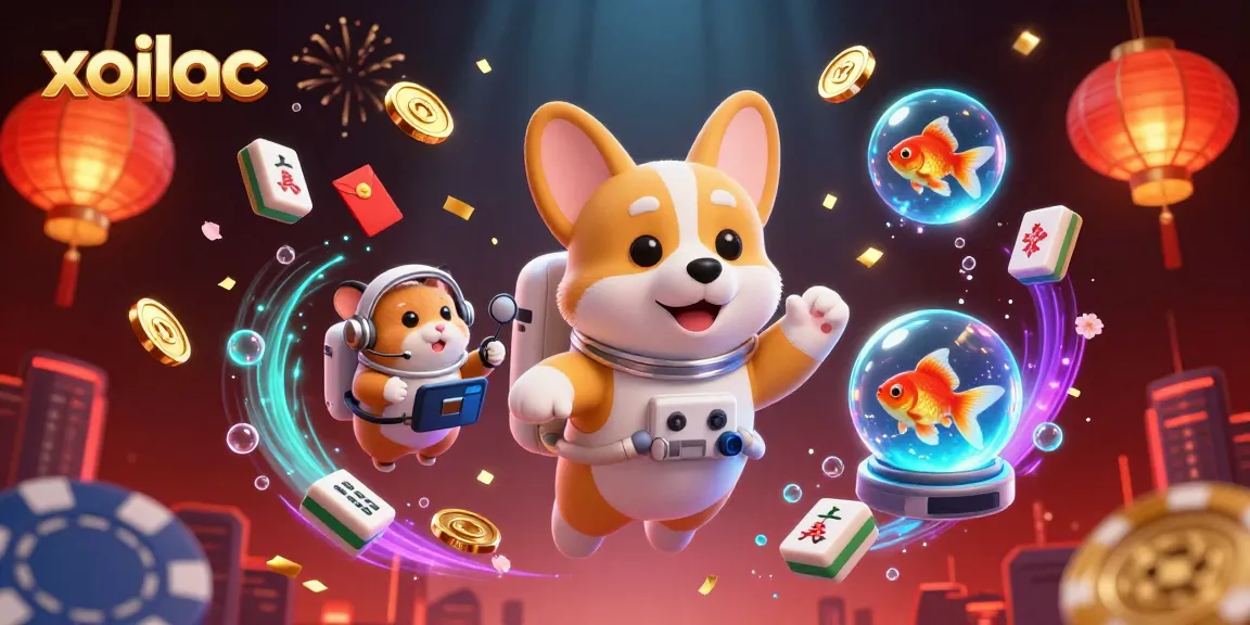 Experience the vibrant xoilac casino universe with an astronaut corgi and whimsical characters.