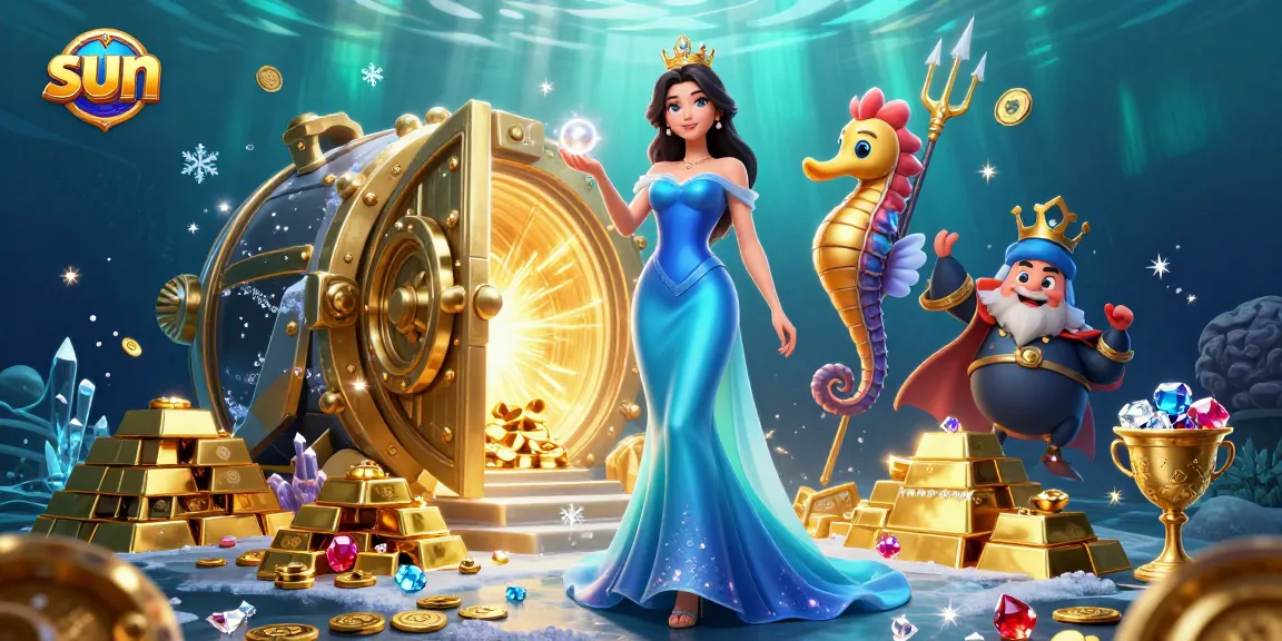Experience dynamic gaming moments under the sun with a dazzling underwater scene full of treasures.