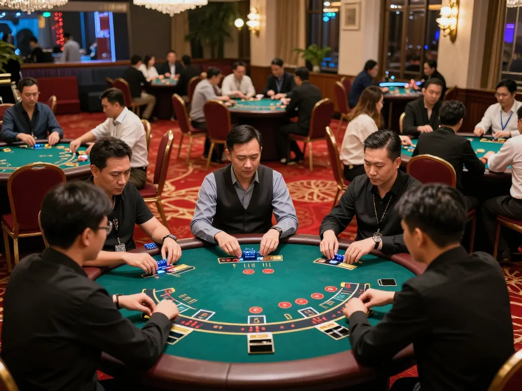 Players enjoying blackjack at RED88 casino, showcasing strategic gameplay and engaging atmosphere