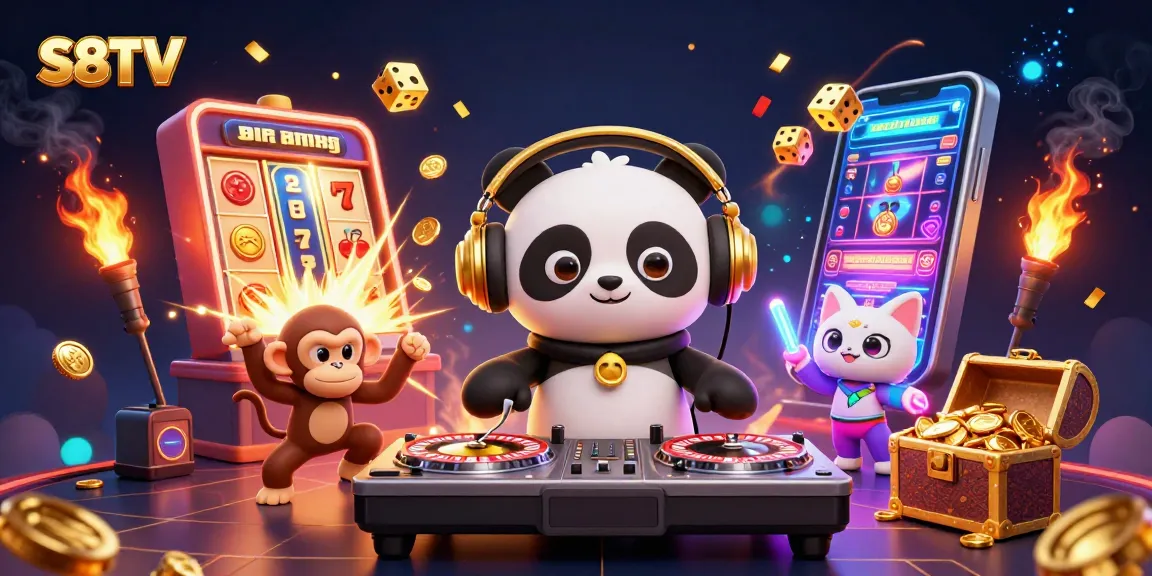 S8TV offers thrilling action with a DJ panda spinning wheels as a breakdancing monkey and a glow-stick kitten elevate the casino spirit.