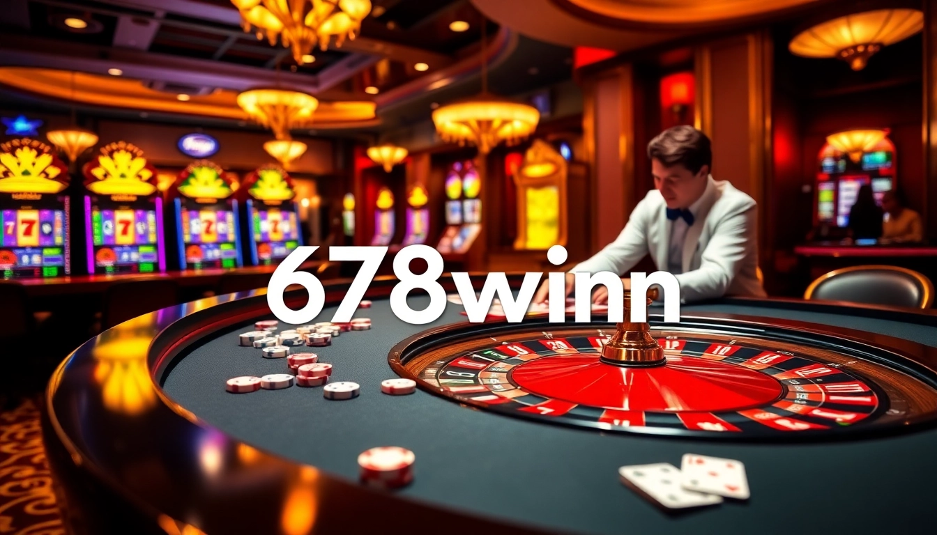 Experience thrilling gameplay at 678win.com with vibrant casino visuals featuring roulette and poker.