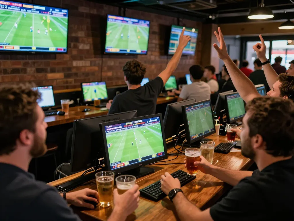 Watch sports betting excitement unfold at nk88 as patrons celebrate their winning bets.