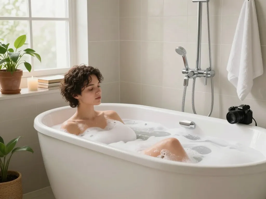 Zitbad voor in de douche, modern zitbad met een ontspannen sfeer in een stijlvolle badkamer