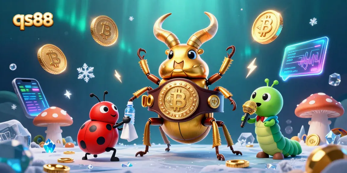 Experience excitement at qs88 with a magical illustration of gaming action featuring vibrant characters and cryptocurrency elements.