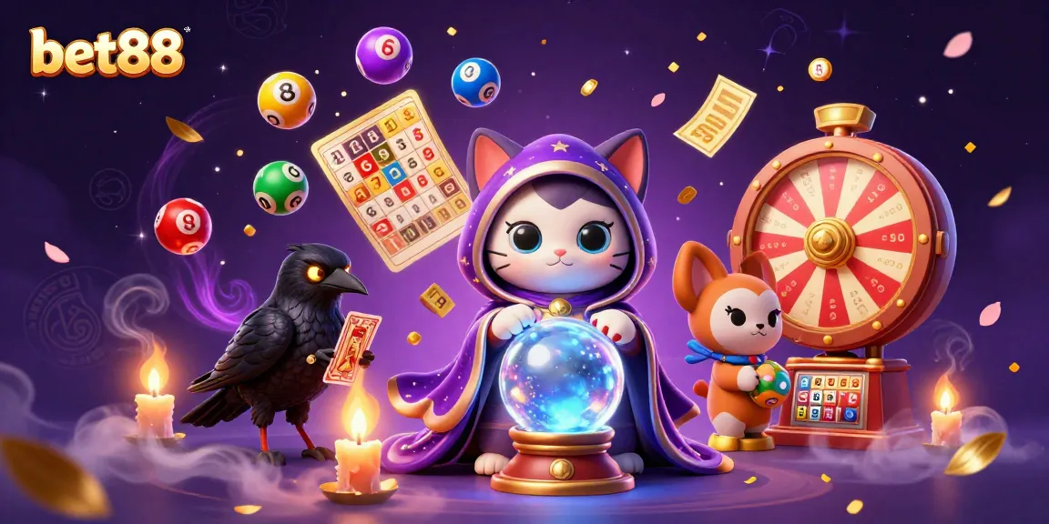 Experience thrilling moments at bet88 with a mystical cat, raven, and vibrant game elements.