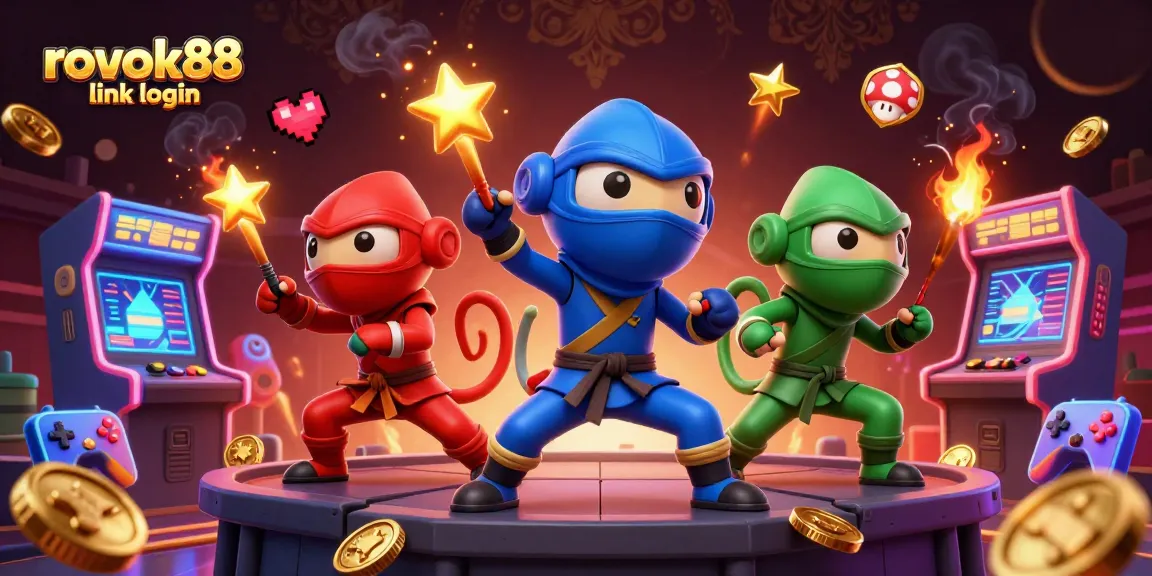 Engage with rokok88 link login featuring dynamic ninja chameleons in a vibrant gaming scene