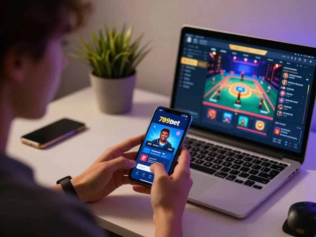 Player enjoying a game on the 789bet app on mobile, focusing on strategic betting.