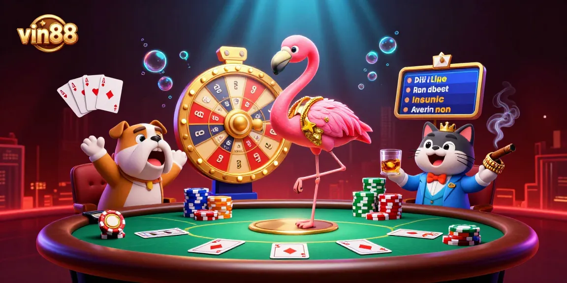 vin88 engages players in an exciting casino scene with game show elements, showcasing vibrant visuals and dynamic gameplay.
