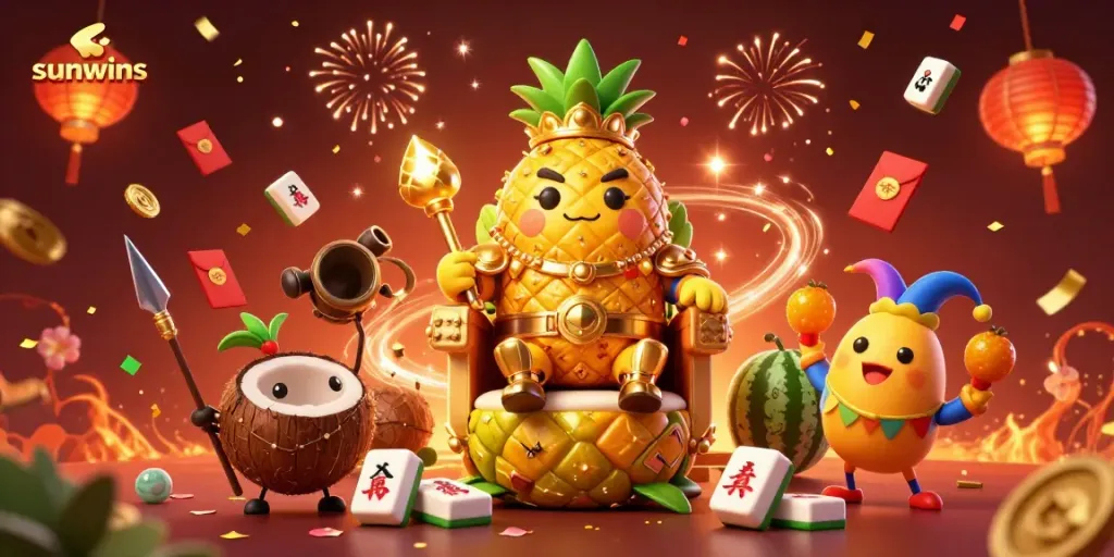 Experience thrilling casino adventures with sunwins in a vibrant tropical beach scene full of celebration.