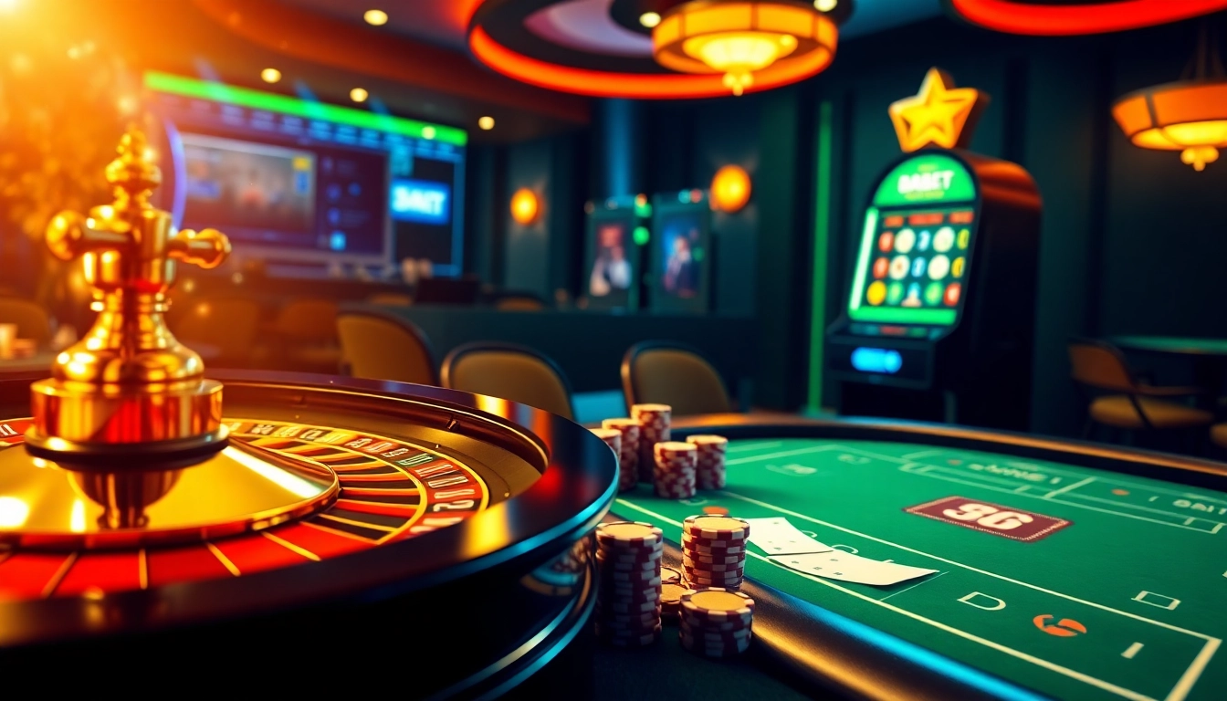 Experience high-stakes gaming with 8kbet's luxurious casino interface featuring roulette and poker.
