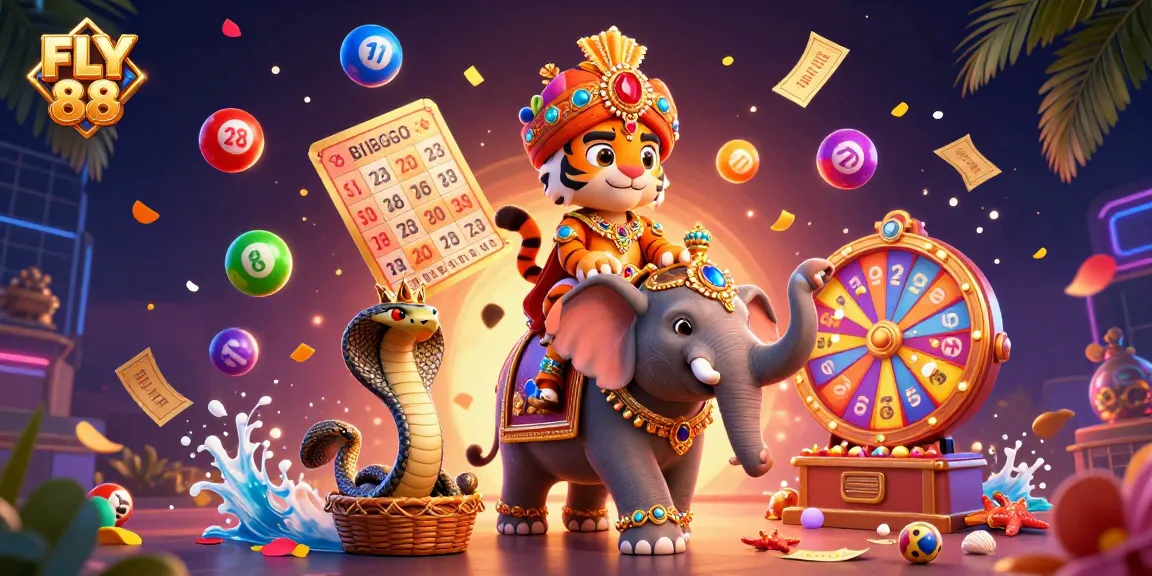 Experience dynamic gaming at FLY 88 with a vibrant casino scene full of colorful prizes and thrilling elements.
