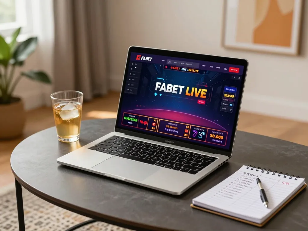Engaging with FABET LIVE gameplay on a laptop, showcasing betting strategies in a cozy environment.