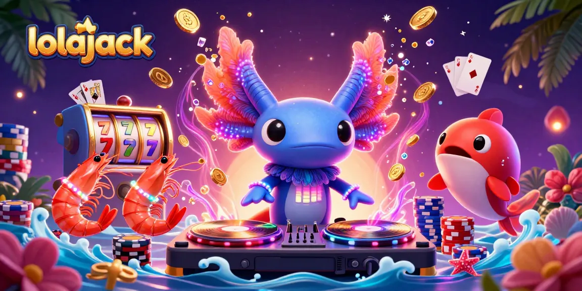 Experience the excitement of lolajack casino with a vibrant 3D scene of gaming and underwater fun.