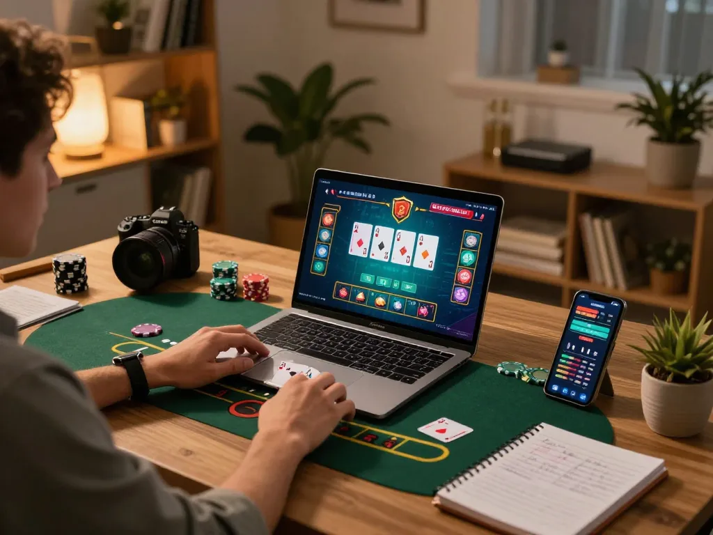 MAY88 players engaged in an exciting live dealer blackjack game at home, enhancing their gambling experience.