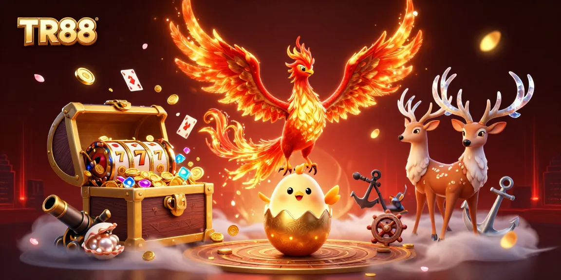 Experience top gaming excitement at TR88 with vibrant casino elements and 3D characters.