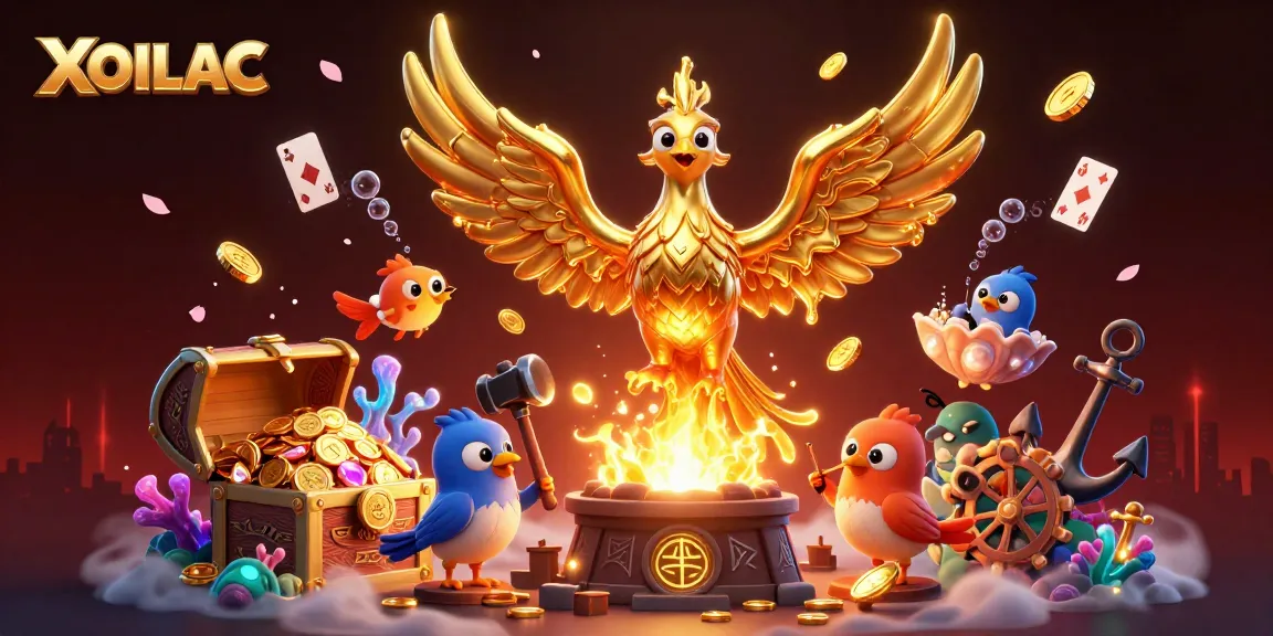 Experience the thrill of winning with XOILAC's vibrant 3D casino scene featuring a molten phoenix.