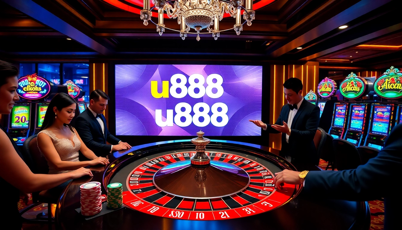 Players enjoying live casino action at u888, featuring roulette and poker excitement.