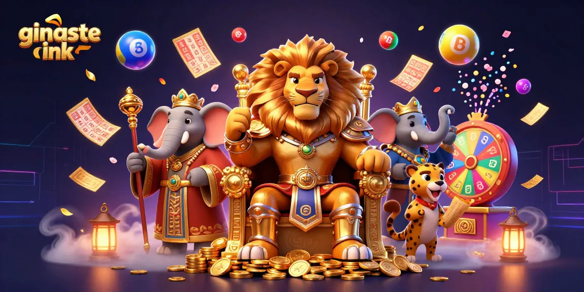 Experience thrilling gaming with ginaste ink as a lion king, wise elephant, and cheetah interact