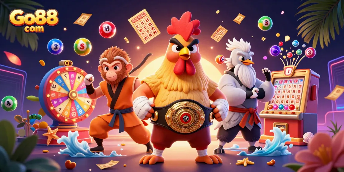 Experience vibrant gaming with Go88 com featuring lottery elements and dynamic characters for online gamblers.