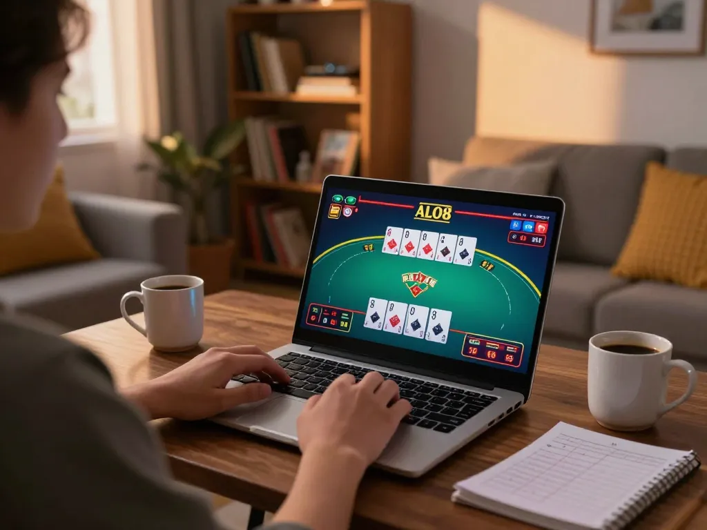Player engaging in ALO8 casino online gaming while focusing on strategic betting options.