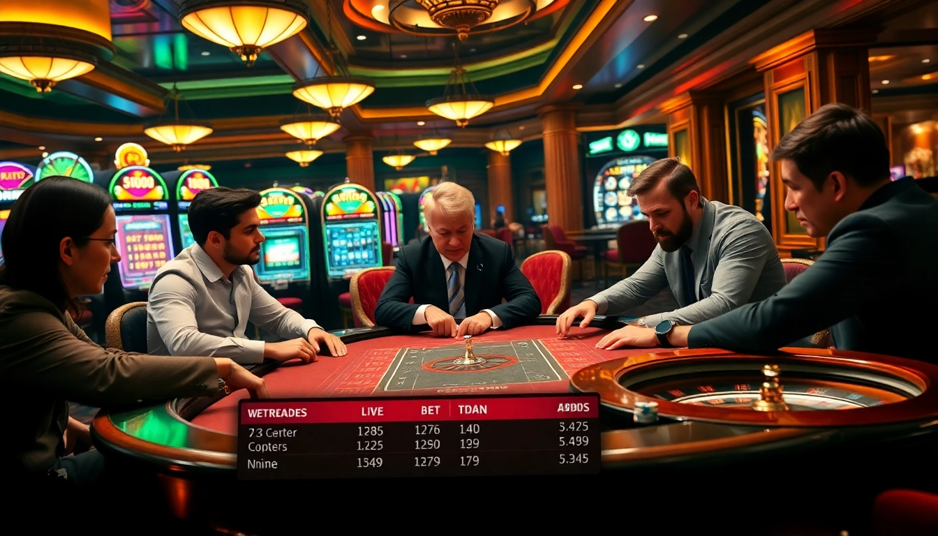 Casino atmosphere at https://max88.bz/ showcasing poker games and vibrant slot machines.