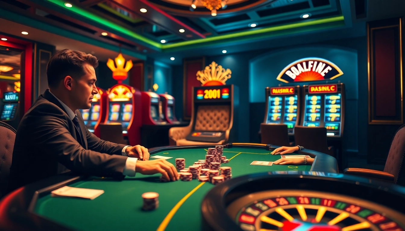 Exciting gameplay at nhà cái okfun featuring high-stakes poker and vibrant casino elements.
