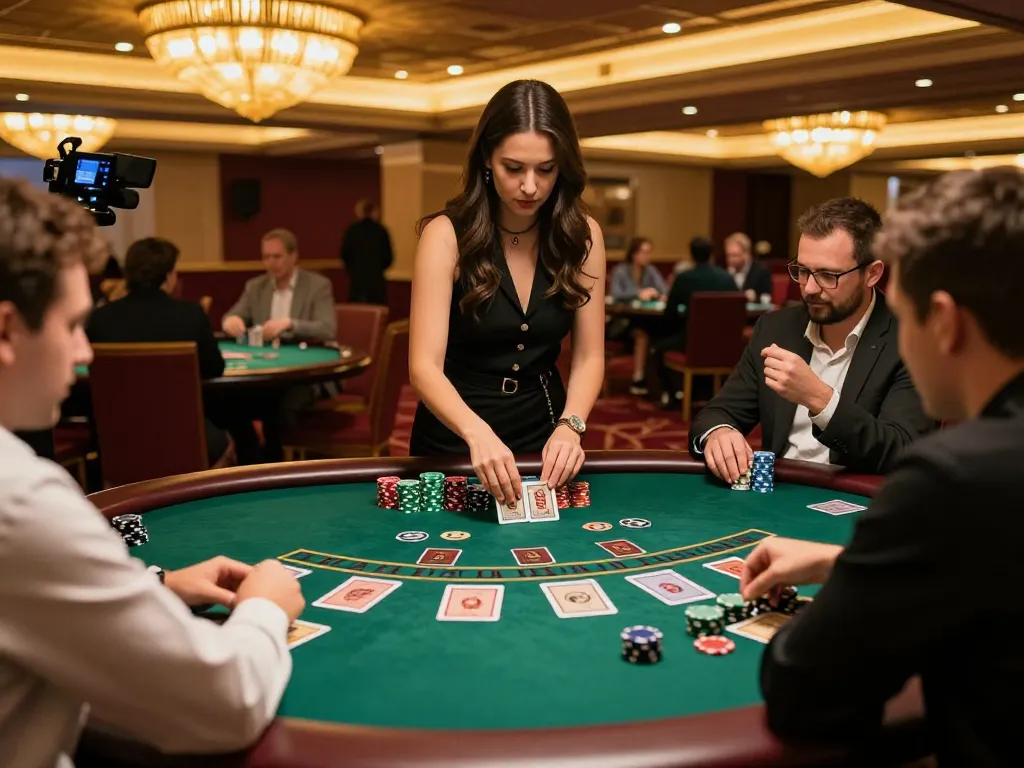 Players strategizing bets at the SC88 blackjack table in a lively casino atmosphere