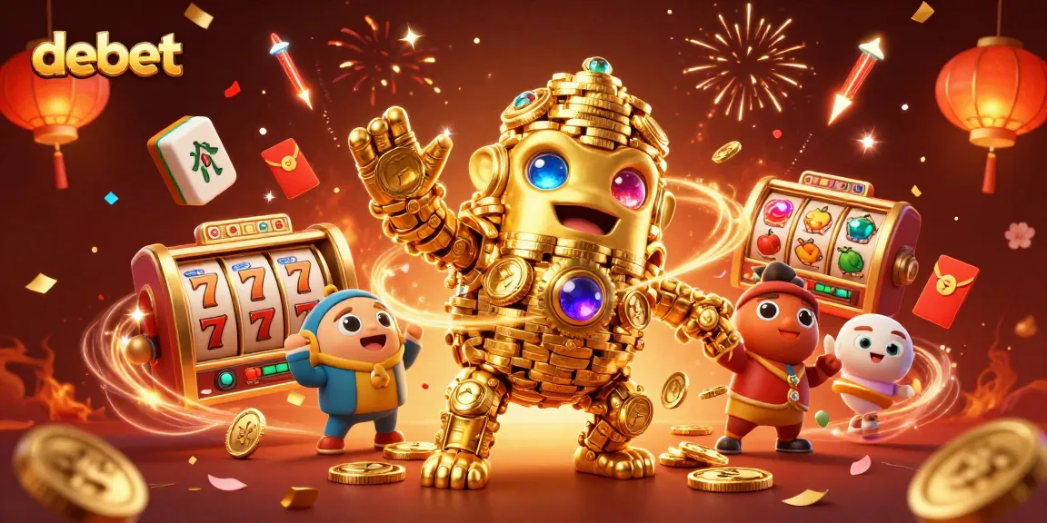 Spin the reels and win big with debet's vibrant online gaming adventure featuring exciting symbols and elements.