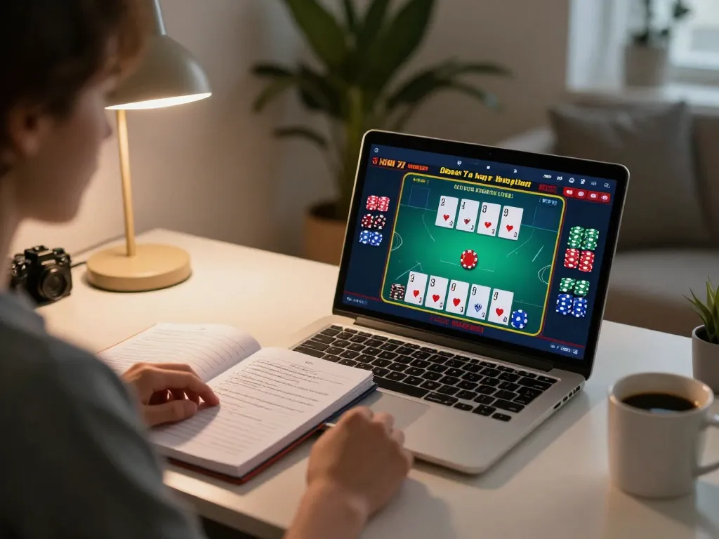 Xo88 chính thức online blackjack gameplay with a player using a laptop at home