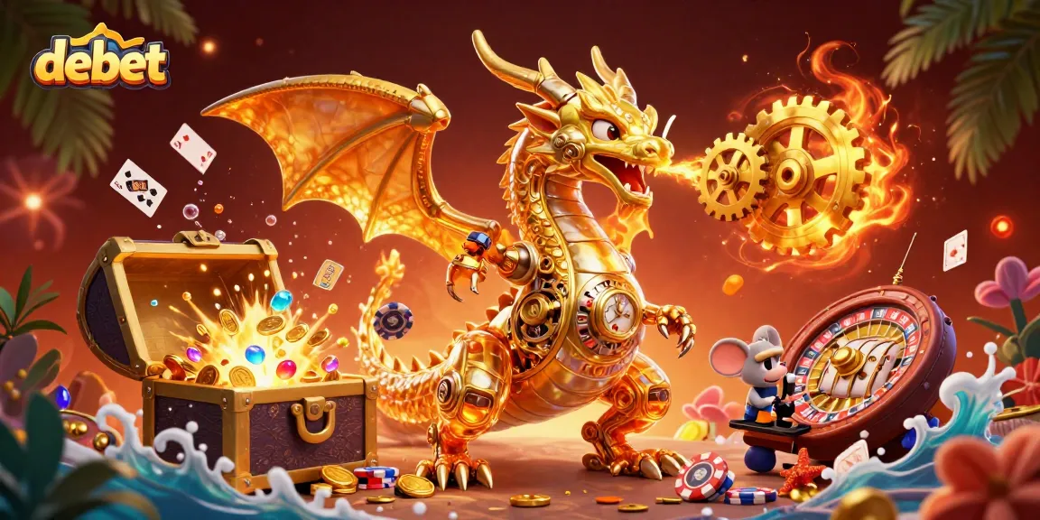 Experience thrilling gameplay with debet through vibrant casino elements in an exciting 3D scene.