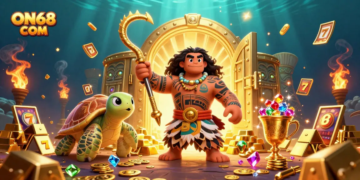 Join the adventure with ON68 COM as a demigod and turtle swim through a treasure-filled casino.