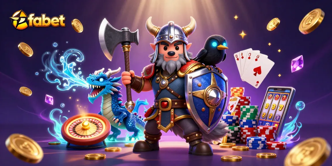 Experience the thrill at fabet with Viking warrior, dragon, and dynamic gaming elements.