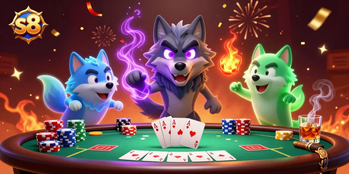 Experience thrilling gaming with s8 at a dynamic poker table surrounded by vibrant energy.